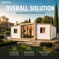 Nouvelle conception de maison conteneur extensible 20ft 30ft 40ft, maison préfabriquée modulaire moderne avec grandes fenêtres en verre, bureau de style ferme