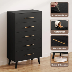 <span class=keywords><strong>Commode</strong></span> moderne de luxe <span class=keywords><strong>gris</strong></span> <span class=keywords><strong>foncé</strong></span> à 5 tiroirs avec poignées dorées pour chambre à coucher salon Sourcing - Product Image 6