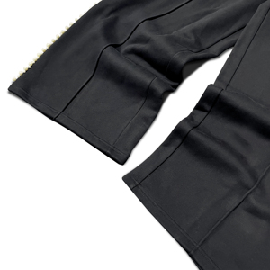Premium Luxury Pearl Beaded <b>Side</b> Wide Leg Culottes Black <b>Trouser</b> Elastic Waist <b>Zip</b> Pocket Knit <b>Trousers</b> Elegant Casual Pants - Product Image 4