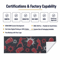 Serviette de sport en coton 100% personnalisée avec impression numérique, pour la boxe, vente en gros, service de conception sur mesure, faible MOQ