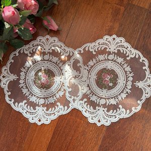 Vintage <b>Lace</b> Placemat Round Embroidered Floral Design Home Table Decor <b>White</b> - Product Image 3