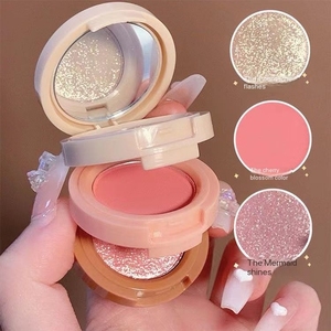Private Label <span class=keywords><strong>3</strong></span> couleurs maquillage pour le visage couleur rose fard à joues paillettes surligneur naturel Blush Palette ensemble surligneurs roses - Product Image 1