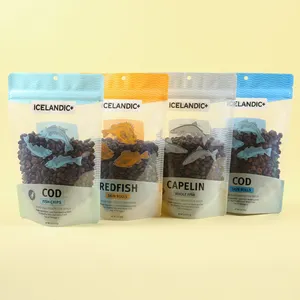 Eco Friendly Ziplock Stand Up Pouch Biodegradable Cat Dog Treat Dried Fruit Packaging For Pet Snack Food Packaging Bag