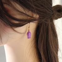 Boucles d'oreilles pendantes en acier inoxydable, motif campanule colorée, faites à la main avec fleur naturelle préservée, bijoux pour promotion