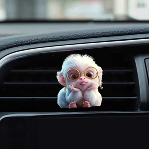 Acrílico 2D plano besando mono coche decoración adornos lindo coche salida de aire Clip aromaterapia Clip - Product Image 1