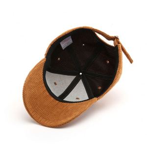 Venta al por mayor de encargo de alta calidad de 6 paneles lisos en blanco de color sólido Unisex sombrero de papá de pana, gorra de béisbol de pana - Product Image 5