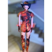 Combinaison moulante sexy en polyester avec strass, style kits, pour chanteuse de bar et de boîte de nuit, tenue de scène Gogo