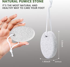 Pierre ponce 100% naturelle en pierre de lave pour le corps et les pieds, avec corde en coton pour application sur les jambes - Product Image 5