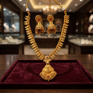 High Quality Latest Designed Long Bridal <b>Necklace</b> Set Alloy Gold Plated Earrings Vintage Engagement Wedding - Product Image 2