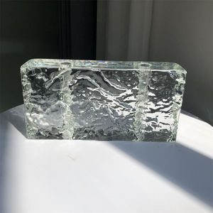 Blocs de briques en verre cristal transparent blanc clair à motif de pierre simple face en gros d'usine pour la décoration de bâtiment - Product Image 6