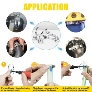 101 cái kẹp ống thép không gỉ kẹp bánh răng sâu có thể điều chỉnh kẹp ống kẹp ống kẹp dụng cụ cố định kẹp ô tô + cờ lê - Product Image 5