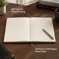 Carnet de notes professionnel A5 en cuir PU personnalisé, faible MOQ 200 pièces, reliure cousue, 120 feuilles, agenda promotionnel