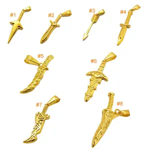 Several Designs Punk Dagger Pendant Fashion Stainless Steel Arrowhead Dagger Men Pendant Jewelry Gold Sword Dagger Claw Charms