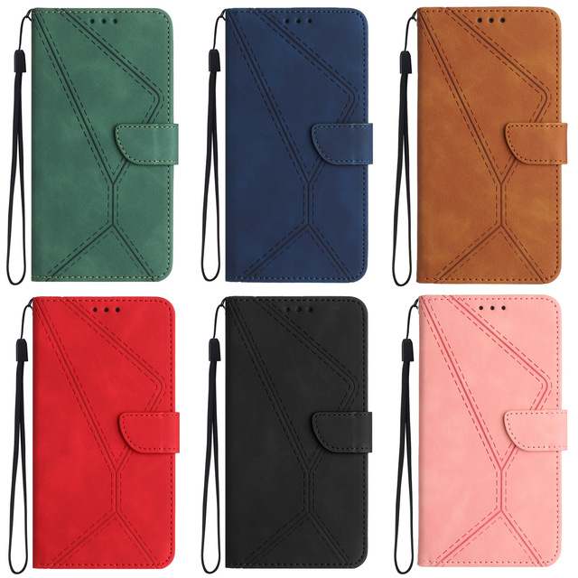 For Phone Leather case with Frosted Stripes, Card Insertion Wallet Protective Case, Solid Color Skin Feel Free Sample