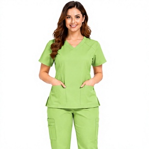 Uniforme Médico para Mujer, el Más Vendido, con Logotipo Personalizado, Corte Ajustado, Cuello en V, Manga Corta, para Enfermeras, Doctores, Ropa de Trabajo para Hospital, Transpirable - Product Image 5