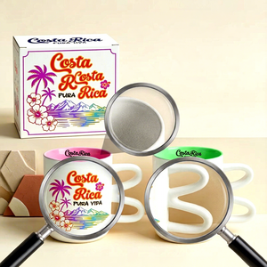 Taza de Café de Cerámica Personalizada con Diseño de la Isla de <span class=keywords><strong>Costa</strong></span> Rica, Asa Única, Diseño Moderno, Apta para Lavavajillas y Microondas, Caja de Regalo - Product Image 3