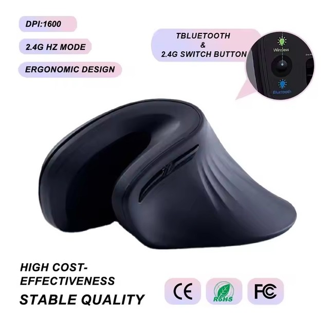 Big Hands Type-C Recharging Wireless Vertical Ergonomic Mouse Comfortable Mute Silent Click Vertical Mouse Wireless Mouses