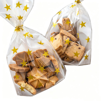 Sacs d'emballage en plastique personnalisés à motif étoilé, nouveau style transfrontalier, pour biscuits et bonbons de fête d'Halloween et de Noël, avec fermeture à lien, Guangdong