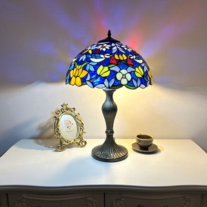 LongHuiJing Mediterranean Style 16 Inch Stained Glass Adjustable Bedside Table Lamp with Flexible Simple Design AC Powered - Product Image 1
