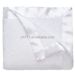 CH-ブランケット026在庫39*39インチサテントリムぬいぐるみエレガントフリースベビーブランケット - Product Image 2