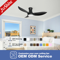 Ventilateur de plafond encastré noir 1stshine de 48 pouces avec lumière LED, moteur DC, 3 pales en ABS, télécommande, 110V