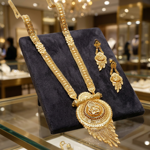 Wholesale Fashion Long Necklaces Set 14K 18K 24K Gold Filled Brass Jewelry Floral Design for Wedding Orthodox Religious Services - Product Image 3