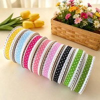 Ruban en polyester à pois ondulés de 1,5 cm avec nœud papillon pour emballage cadeau de fleurs d'anniversaire, nœuds DIY et accessoires vestimentaires