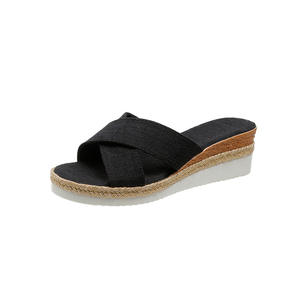 Sandales mules <span class=keywords><strong>compensées</strong></span> croisées pour femme, style espadrille, plateforme, bout ouvert, confortables et décontractées, collection été 2026, vente en gros - Product Image 5