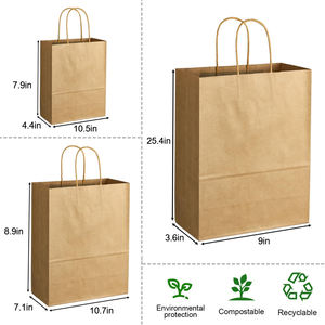 Sac en papier alimentaire jetable Kraft à poignée plate personnalisé pour restaurant - Product Image 4