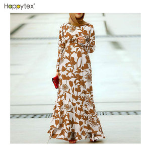 Venta al por mayor fiesta islámica musulmana manga larga madre e <span class=keywords><strong>hija</strong></span> vestido de noche musulmán para exteriores con hermosa impresión - Product Image 6
