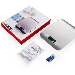 เครื่องชั่งครัวดิจิตอลสแตนเลสขายดี 5กก. 10กก. หน้าจอ LCD บางเฉียบ ใช้แบตเตอรี่ ชั่งละเอียด 1 กรัม สำหรับการชั่งน้ำหนักที่แม่นยำ - Product Image 4