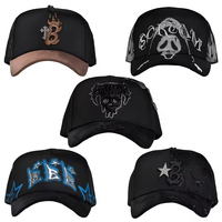 Barbas Hat Custom 5-Panel Gorras Suède Baseballpet met gebogen klep, Zwarte Originele B-Star Graffiti Strohoed, Barbas Hat