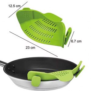 Multifunctional Silicone Drainer Hollow Double Ear Block <b>Pot</b> Edge Fine Pore Thickened New Colander Strainer for Fruit Noodles - Product Image 2