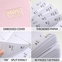 STANDWIDE 2025 Magnifique Agenda Quotidien Laser A6 Couleur Étoile Brillante Carnet Couverture en Cuir Fin Calendrier Hebdomadaire