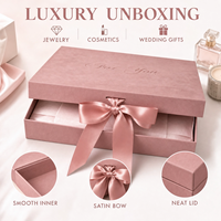 Boîte cadeau en papier à couvercle rabattable avec nœud en ruban de satin, logo personnalisé, emballage rigide pour mariage, cosmétiques, bijoux, cadeaux