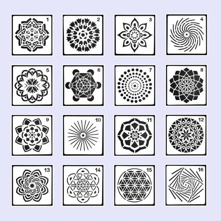 Commercio all'ingrosso di ANIMALI Decorazione Della Parete Stencil Set Pittura Stencil 16 pcs Riutilizzabile Mandala Stencil