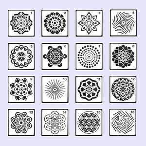 Ensemble de pochoirs muraux en PET Xinbowen MB-1313 en gros, 16 pièces, pochoirs <span class=keywords><strong>mandala</strong></span> réutilisables - Product Image 1