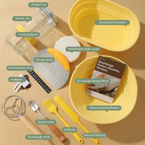 Kit <span class=keywords><strong>de</strong></span> démarrage pour levain, Fournitures pour la cuisson du pain au levain, Ensemble <span class=keywords><strong>de</strong></span> 2 paniers <span class=keywords><strong>de</strong></span> levage en silicone, Cadeaux pour kit <span class=keywords><strong>de</strong></span> démarrage du levain - Product Image 2
