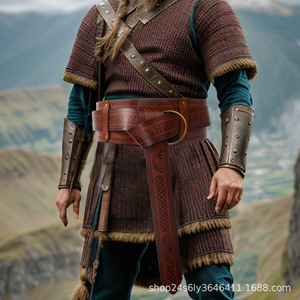 Zesis neues mittelalter liches Doppel leder <span class=keywords><strong>Obi</strong></span> Knight Kostüm zubehör Viking Vintage Gürtel COSPLAY Requisiten - Product Image 1