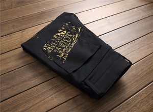 Jeans da Uomo alla <span class=keywords><strong>Moda</strong></span>, Stile Night Club, Bianco e Nero, Design Personalizzato, Jeans Punk Stampati, Skinny Hip Hop - Product Image 6