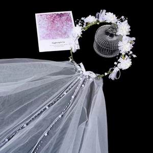 Nouveau blanc tête <span class=keywords><strong>de</strong></span> fleur couronne <span class=keywords><strong>mariée</strong></span> <span class=keywords><strong>diadème</strong></span> voiles bandeau floral <span class=keywords><strong>mariée</strong></span> fleur couronne <span class=keywords><strong>voile</strong></span> - Product Image 6