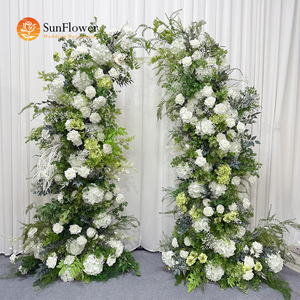 Colonnes florales vertes et blanches <span class=keywords><strong>pour</strong></span> panneaux de bienvenue de <span class=keywords><strong>mariage</strong></span>, décors de cérémonie et toiles de fond photo - Product Image 1