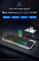 Clavier de jeu filaire AULA F3010 USB 1.0 noir rétroéclairé RGB, 104 touches, taille standard, Plug and Play, anglais, pour ordinateur de bureau