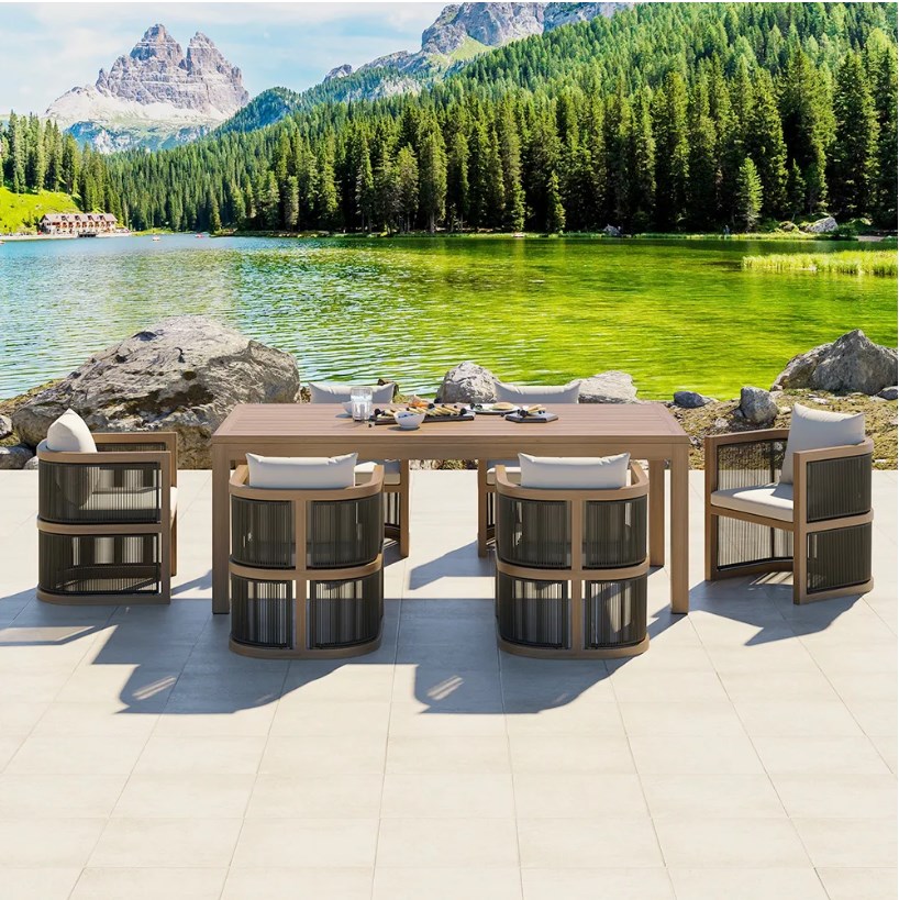 Patio garden set table set teak furniture 7 pieces outdoor dining set