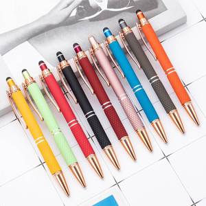 Wholesale Multi-color Rubber Metal Ballpoint <b>Pen</b> With the Stylus Writing Stationery Advertising Custom Printed Logo for Gift - Product Image 2