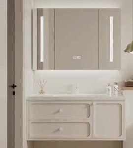 Meuble-lavabo de salle de bain simple de style minimaliste français haut de gamme avec miroir intelligent, design personnalisé - Product Image 2