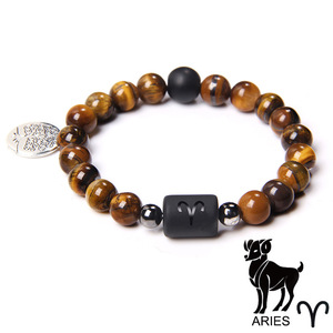 men's zodiac yellow tiger eye <strong>stone</strong> bead bracelet elastic women's fashion accessory Trendy <strong>Stone</strong> Beaded Elastic Unisex Bracelet - Product Image 6
