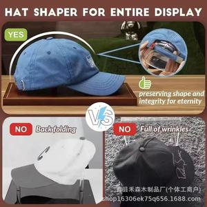 Hesen Solid Wood Baseball Cap Display Case Transparent Acrylic <b>Hat</b> <b>Stand</b> With Shelves For Collection Storage - Product Image 2