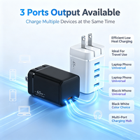 Yüksek Kalite |   65W GaN Şarj Cihazı PD QC3.0 USB A Tip C Çoklu Port Hızlı Şarj Cihazı AB ABD İngiltere Fişi Taşınabilir Duvar Şarj Adaptörü