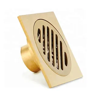 Gold plating brass bathroom shower floor water drain water waste 10x10 cm